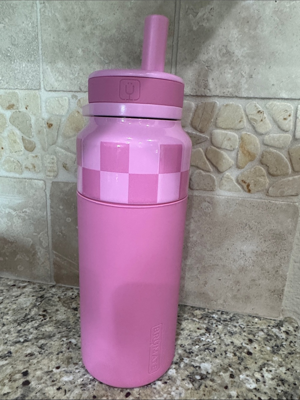 BrüMate Pink Silicone Straw Bottle - Leak-Resistant Drink Tumbler